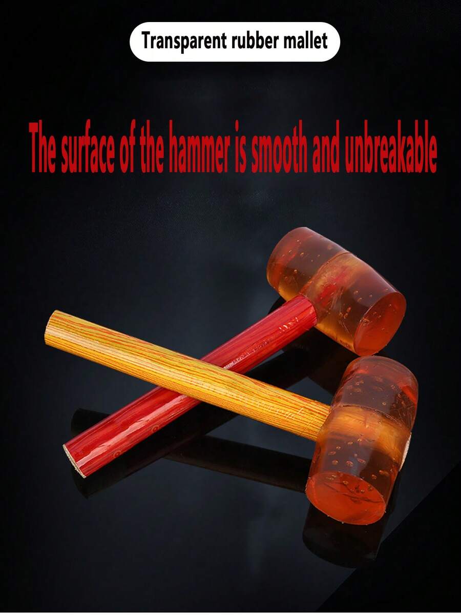 1pc Transparent Rubber Hammer, For Home Decoration And Laying Floor Tiles, Shock Absorbent And Durable, With Round Head - Multicolor - View 1