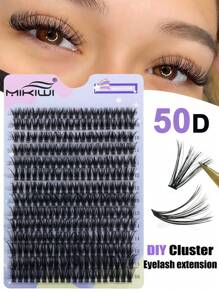 Mikiwi 280入組睫毛束diy個人睫毛,厚厚的、蓬鬆的眼睫毛延伸9-16mm,d捲80d蓬鬆的假睫毛化妝工具 - 黑色 - 查看 1