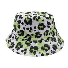 Summer Uv Protection Leopard Print Fade Fisherman Bucket Hat For Women, European And American Style - Green - View 5
