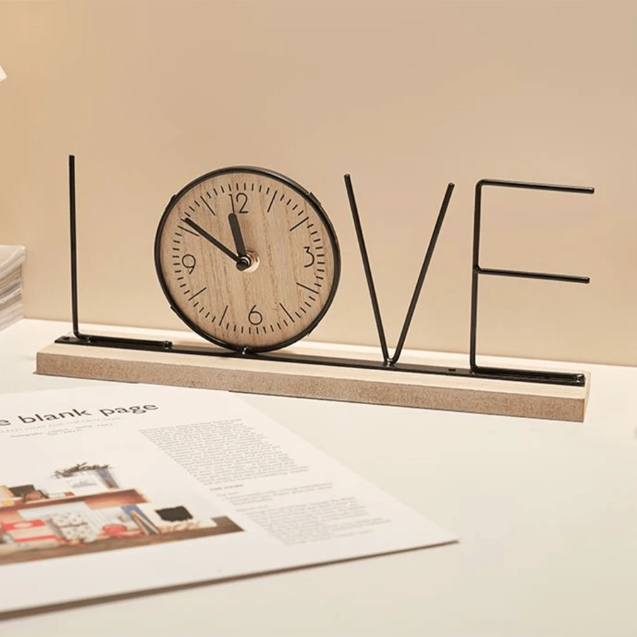 1 件歐式創意裝飾鐘適用於電視櫃、客廳、臥室、酒櫃、辦公桌、走廊 - LOVE~鐘 - 查看 1