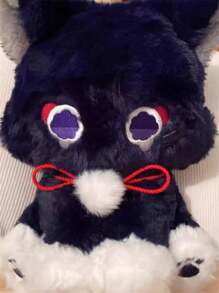 Adorable poupée en peluche chat noir, figurine de chaton style anime, douce, décoration d'intérieur, cadeau d'anniversaire