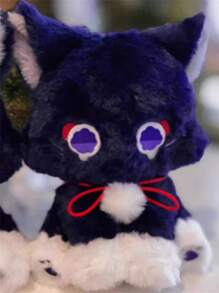 Adorable poupée en peluche chat noir, figurine de chaton style anime, douce, décoration d'intérieur, cadeau d'anniversaire