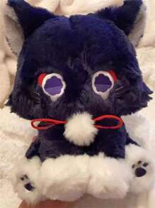 Adorable poupée en peluche chat noir, figurine de chaton style anime, douce, décoration d'intérieur, cadeau d'anniversaire