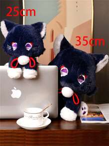 Adorable poupée en peluche chat noir, figurine de chaton style anime, douce, décoration d'intérieur, cadeau d'anniversaire