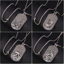 1pc Vintage Zodiac Sign Pendant Necklace, Stainless Steel Sweater Chain, Unique And Hip Hop Style, Suitable As Gift