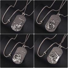 1pc Vintage Zodiac Sign Pendant Necklace, Stainless Steel Sweater Chain, Unique And Hip Hop Style, Suitable As Gift