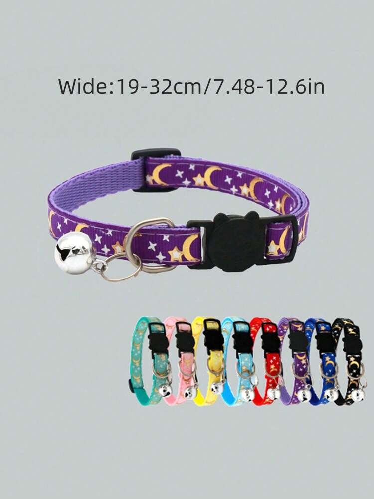 1pc Star Moon & Lovely Animal Print Reflective Cat Collar