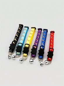 1pc Star Moon & Lovely Animal Print Reflective Cat Collar