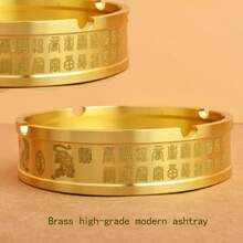 1pc Pure Brass Modern High-End Ashtray For Home, Office, Living Room Coffee Table Decoration - Yellow - View 3