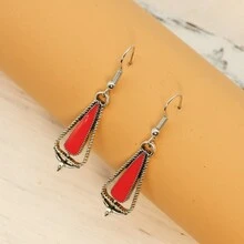 西部牛仔風格鋅合金油滴和水滴形狀牛仔耳環,適合女士日常佩戴、送禮和出席派對 - E185 - 查看 3