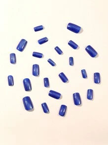 24pcs Rhinestone Cat's Eye Square Shape Press-On Artificial Nails, Full Coverage Acrylic False Nails For Women's Party Daily Wear Nail Supplies