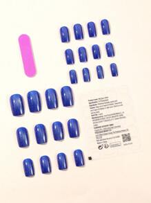 24pcs Rhinestone Cat's Eye Square Shape Press-On Artificial Nails, Full Coverage Acrylic False Nails For Women's Party Daily Wear Nail Supplies