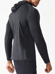 快幹長袖連帽男士運動衫-輕便透氣的t恤,適用於戶外活動、健身和跑步馬拉松