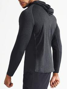 快幹長袖連帽男士運動衫-輕便透氣的t恤,適用於戶外活動、健身和跑步馬拉松