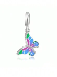 1入組彩色925銀蝴蝶形吊墜珠子,diy或紀念品,中性,派對