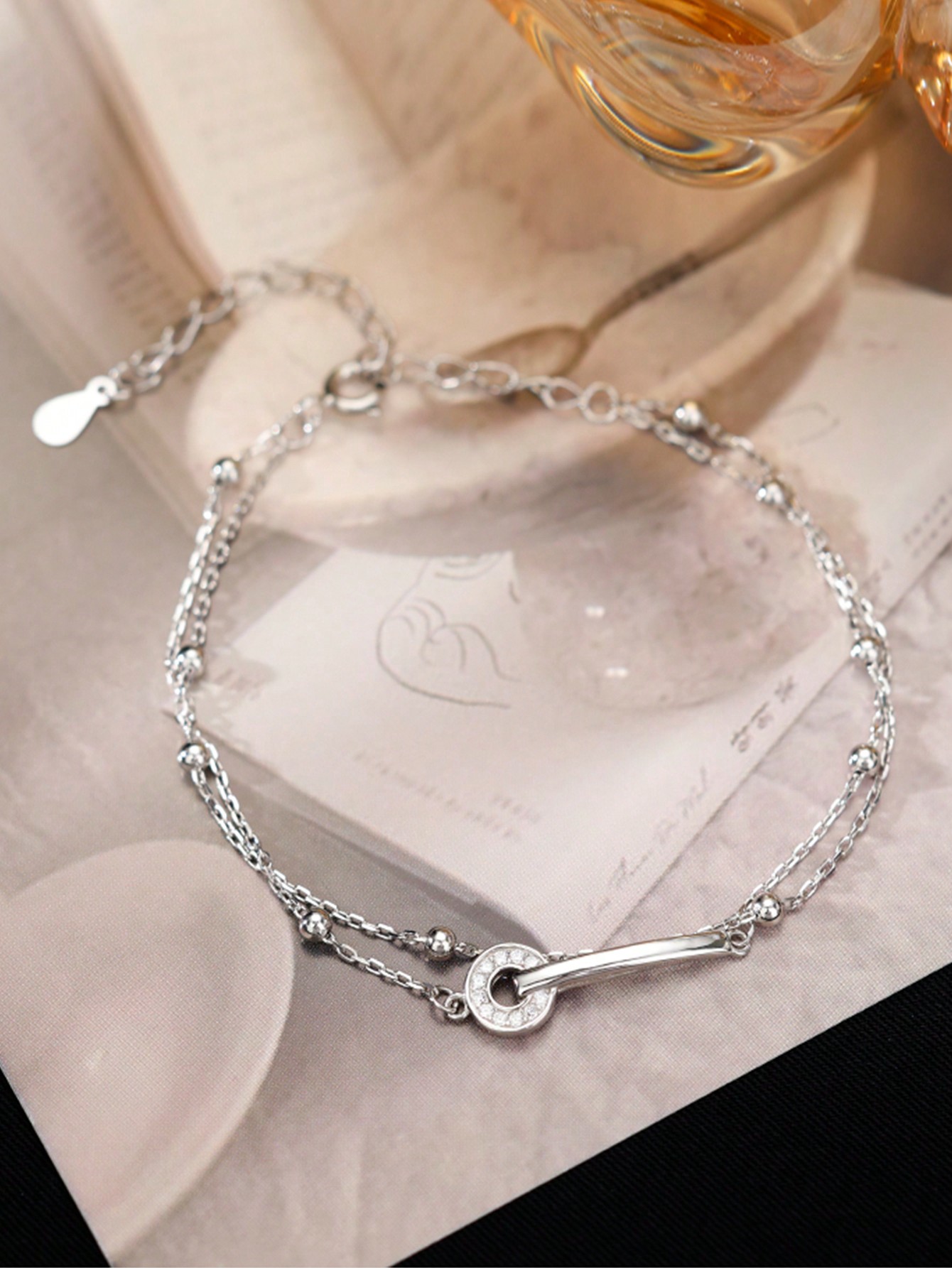 سوار نسائي مزدوج متداخل من الفضة الإسترليني S925 –...