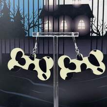 9對/套情人節貓爪空心足迹木質耳環珠寶,適合女性 - 款式一 - 查看 9