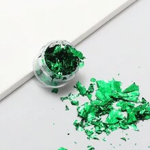 1 盒美甲铝箔纸、3D 不对称铝贴纸、DIY 美甲装饰工具（带 UV 凝胶抛光剂和亮粉）、美甲配件 - 綠色 - 查看 2