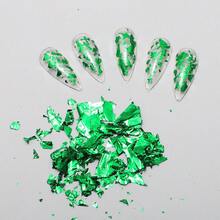 1 盒美甲铝箔纸、3D 不对称铝贴纸、DIY 美甲装饰工具（带 UV 凝胶抛光剂和亮粉）、美甲配件 - 綠色 - 查看 3