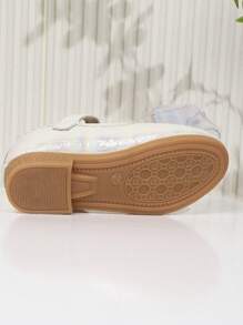 1 Paar flache Pu Mädchenschuhe mit zerbrochenen Diamant Gauze Schleifendekor und Haken- und Ösenverschluss Design, geeignet für Frühling, Sommer und Herbst