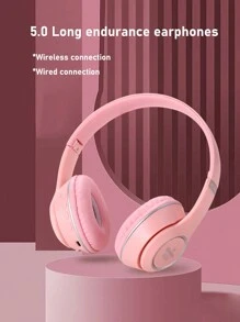 新款無線耳罩式耳機,重低音,支持手機、遊戲、禮物、3d音效,簡約商務風 - 粉色 - 查看 5