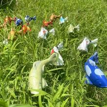 Garden Season New Amber Glazed Pottery Fish Garden Decoration Colorful Fish Koi Resin Statue Crafts - Blue - View 4
