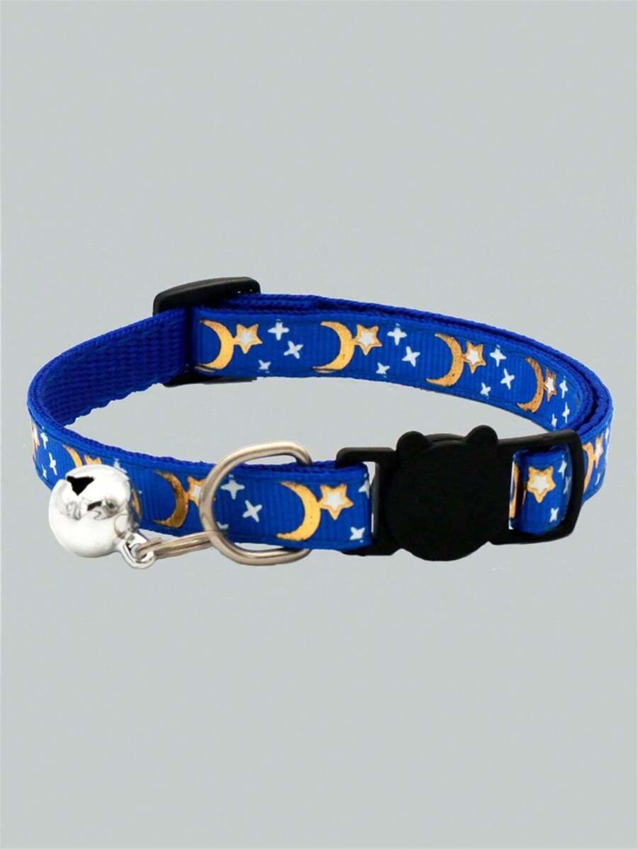1pc Star Moon & Lovely Animal Print Reflective Cat Collar