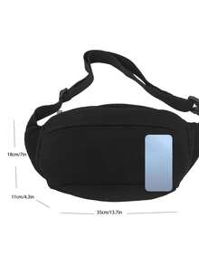 簡約純色女士旅行胸包與腰包 - 黑色 - 查看 3