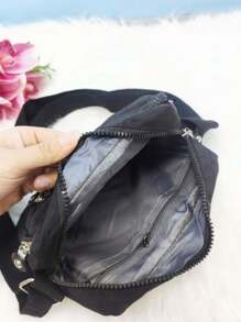 女性小斜跨包,可調節背帶,即時發貨 - 黑色 - 查看 5