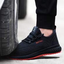 GUYISA Steel Toe Safety Shoes, Classic Sports Fashion, Breathable Thin Low-Top, Anti-Crush Anti-Puncture, Durable Non-Slip Soft Bottom Outdoor Work Protective Shoes (International Sizing Differs, This Model Runs Large And Has Breathable Lightweight Uppers, Please Order 1-2 Sizes Down!) - Black - View 4