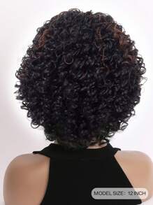 Women's Fashionable 12" Voluminous Afro Kinky Curly Synthetic Hair Wig, Black Short Curly Wig For Daily Wear Or Party - 彩色 - 查看 5