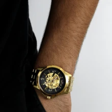 Relógio Technos Original Esqueleto Automático Dourado 8N24AK/4P