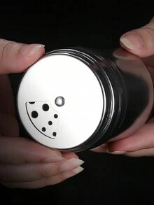 1pc Stainless Steel Cocoa Powder Mesh Shaker, Stainless Steel Seasoning Jar For Kitchen - Silver - View 2
