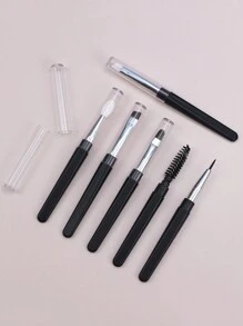 1只便攜式螺旋眉刷,帶蓋,可用於唇部和眼部化妝 - 黑色 - 查看 3