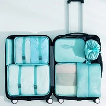 7 件/套 旅行衣物收納袋整理包雜物袋戶外衣物收納袋盥洗套裝黑色 - 黑色 - 查看 9