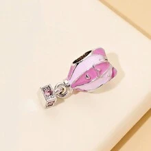 1 件裝簡單可愛粉紅色熱氣球造型寵物 Diy 手鍊吊墜 - 彩色 - 查看 4
