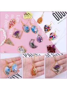 10/15/30 件时尚合金开口边框用于树脂首饰制作套件空心框架吊坠树脂工艺品各种几何框架饰物用于树脂铸造项链耳环制作用品 - 彩色 - 查看 2