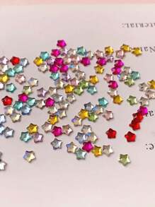 1 Bag 50 Pcs Flat Bottom Color, Star, Pentagram Glass Drill, Nail Art Decorations Diy,Summer Style,Nails Charms Nails Gems Nail Supplies Nails Nail Rhinestones - Multicolor - View 5