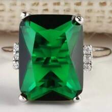 1 枚歐美風格藍石訂婚戒指,尺寸 5-11 - 銀色 - 查看 4