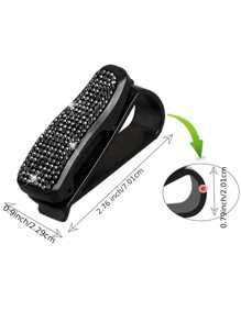 1入/個汽車眼鏡夾太陽眼鏡夾多功能汽車鑽石眼鏡夾集成便攜式眼鏡夾車票夾 - 黑色 - 查看 7