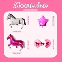 20 件馬氣球,西部牛仔主題派對巨大粉紅色馬乳膠氣球,馬箔氣球,女牛仔鋁箔氣球,馬派對氣球裝飾,適合西部主題生日派對裝飾 - 粉色 - 查看 2