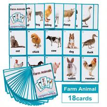 18張農場動物單詞閃卡,供學齡前兒童學習與教育,幼兒園禮品玩具 - 杏色 - 查看 4