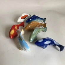 Garden Season New Amber Glazed Pottery Fish Garden Decoration Colorful Fish Koi Resin Statue Crafts - Blue - View 3