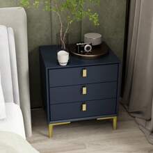 ECACAD 21.3"H Nightstand End Table Three Drawer Black And White