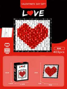 1塊成人積木情人節愛情手工愛情相框拼裝情侶情人節告白禮物創意桌面裝飾玩具 - 彩色 - 查看 1