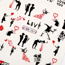 1pc Valentine'S Day Collection Nail Art Sticker Featuring Heart, Lips, Letter, Cartoon, Watermark Lips And Lipstick Design - Multicolor - View 9