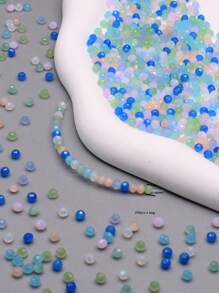 200入組4mm雜色藍綠彈簧顏色圓形玻璃珠,適用於珠寶製作項鍊配件