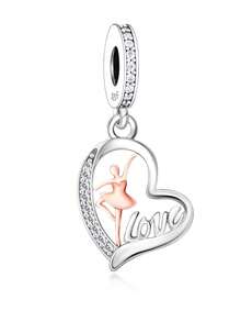 1個925純銀芭蕾舞蹈女孩diy吊墜珠為了紀念舞台夢想,是女孩的理想禮物