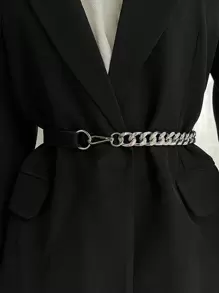 1 件时尚弹力紧身腰带，配金属链饰边背带 - 銀色 - 查看 8