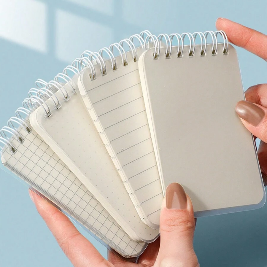 1本螺旋筆記本,80頁,a7尺寸,硬殼封面,適用於日常筆記,學生學習,攜帶方便的備忘錄 - 白色 - 查看 1